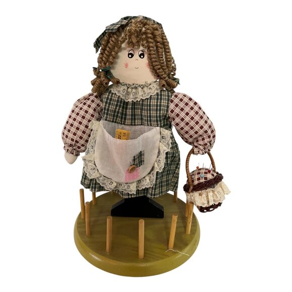Vintage Thread Spool Holder Rag Doll Peg Rack Primitive Sewing Decor - Picture 2 of 4